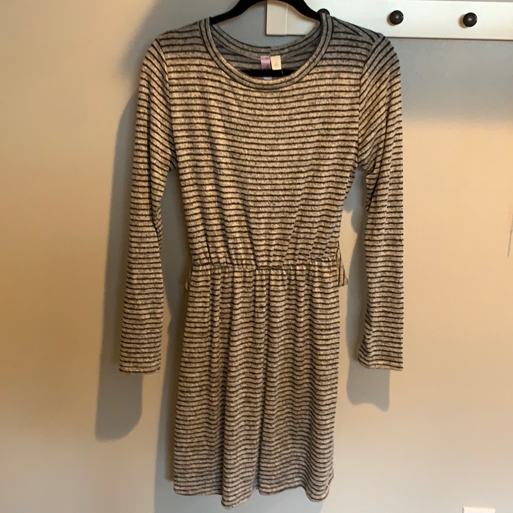 Black and grey striped long sleeved dress